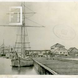 Muelle del ferrocarril en 1878