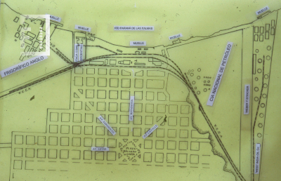 Plano de la zona Costera entre el F.F.C.C. y el Río Paraná