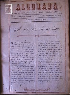 Revista quincenal "Alborada" de la Biblioteca Pública Municipal