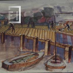 Pintura de construcción de muelle
