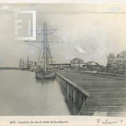 Tendido de vías sobe muelle al oeste de la estación